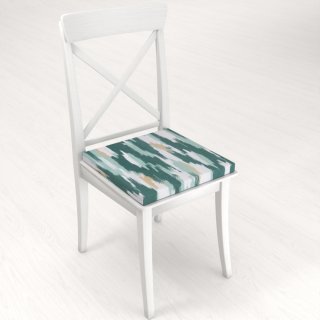 Zamatový štvorcový podsedák Tamara TMR-025 Zeleno-béžovo-biele žíhané pásy - 38x38x3 cm - detail 1 - Biante.sk