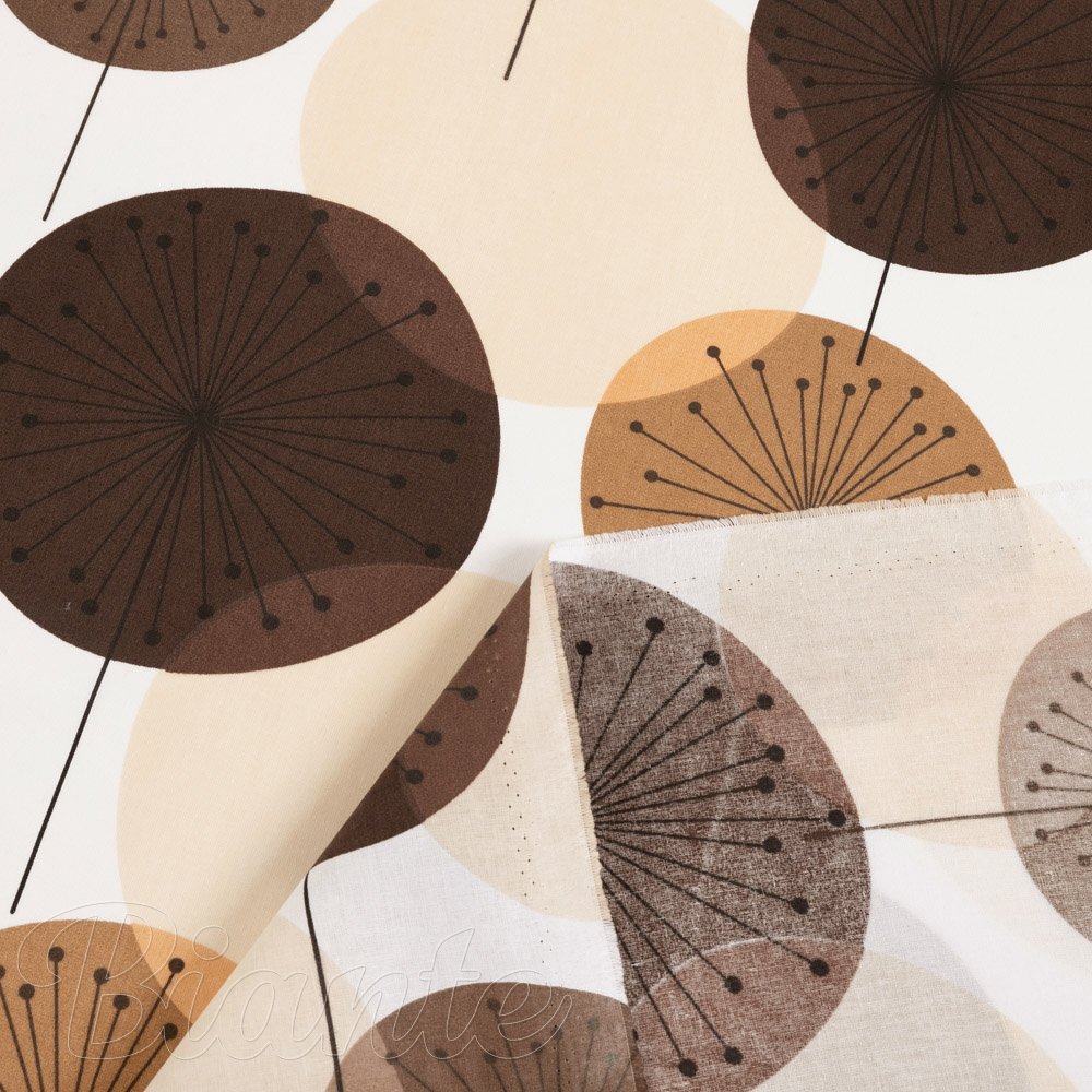 Bavlněná látka/plátno Sandra SA-488 Hnědo-béžové designové pampelišky - šířka 160 cm - detail 4 - Biante.cz