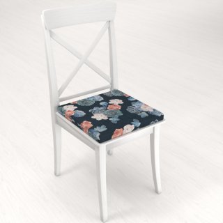 Teflonový čtvercový podsedák TF-060 Modré a červené růže na tmavě modrém - 38x38x3 cm - detail 1 - Biante.cz