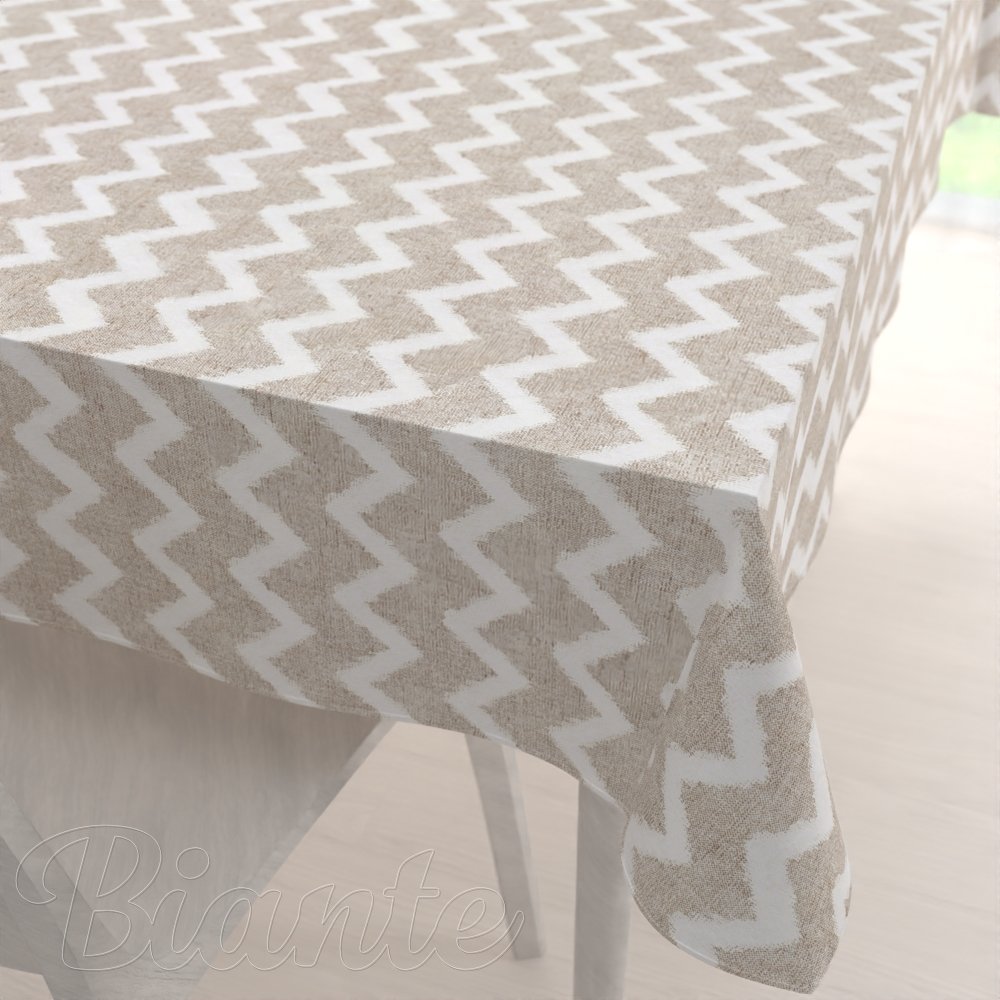 Velký dekorační obdélníkový ubrus Porto PRT-006 Režný cik-cak - Biante.cz