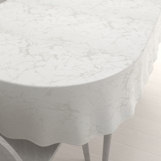 Dekoračný oválny obrus Parma PM-116 Strieborný mramor na krémovom - Biante.sk