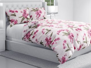 Bavlnené posteľné obliečky Sandra SA-635 Ružovofialové orchidey na bielom - detail 1 - Biante.sk Bavlnené posteľné obliečky Sandra SA-635 Ružovofialové orchidey na bielom - detail 1 - Biante.sk