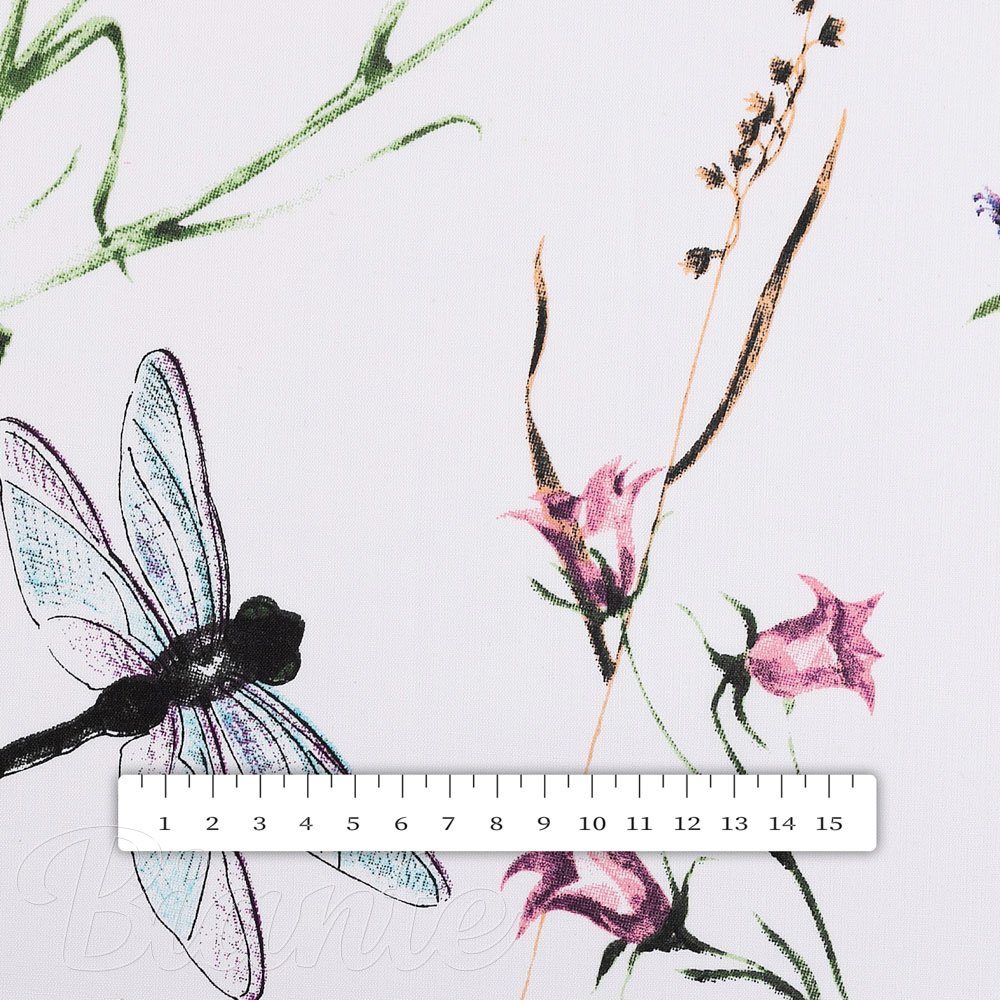 Bavlněná látka/plátno Sandra SA-429 Luční kvítí s vážkami - šířka 160 cm - detail 3 - Biante.cz