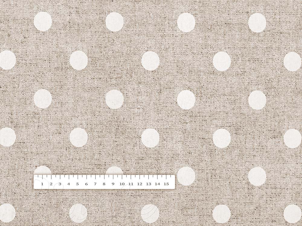 Dekorační látka Porto PRT-019 Bílé puntíky na béžovém režném - šířka 140 cm - detail 6 - Biante.cz