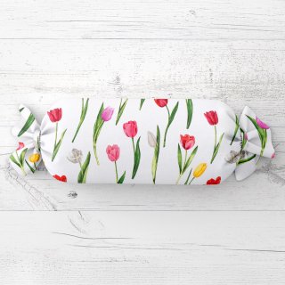 Polštář válec bonbon Sandra SA-506 Tulipány na bílém - Biante.cz