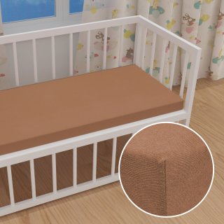 Dětské jersey napínací prostěradlo do postýlky JR-023 Oříškově hnědé - Biante.cz