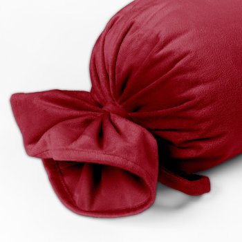 Sametový polštář válec bonbon Velvet Premium SVP-007 Malinově červený - detail 1 - Biante.cz