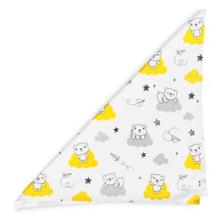 Dětský bavlněný šátek Sandra SA-725 Medvídci na žluto-šedých mráčcích na bílém - detail 1 - Biante.cz