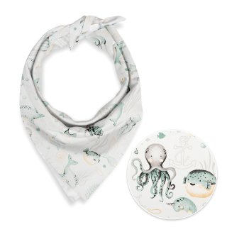 Dětský bavlněný šátek Sandra SA-688 Mořský svět zelený na bílém - Biante.cz Dětský bavlněný šátek Sandra SA-688 Mořský svět zelený na bílém - Biante.cz