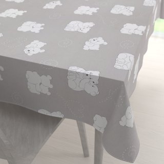 Dětský bavlněný obdélníkový ubrus Sandra SA-733 Zamilovaní lední medvědi na světle šedém - Biante.cz