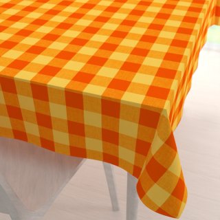 Bavlněný obdélníkový ubrus Olivia OL-003 Oranžovo-žlutá kostka velká - Biante.cz Bavlněný obdélníkový ubrus Olivia OL-003 Oranžovo-žlutá kostka velká - Biante.cz