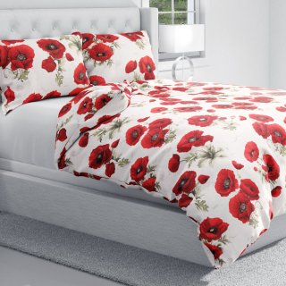 Bavlnené posteľné obliečky Sandra SA-632 Vlčie maky na bielom - detail 1 - Biante.sk