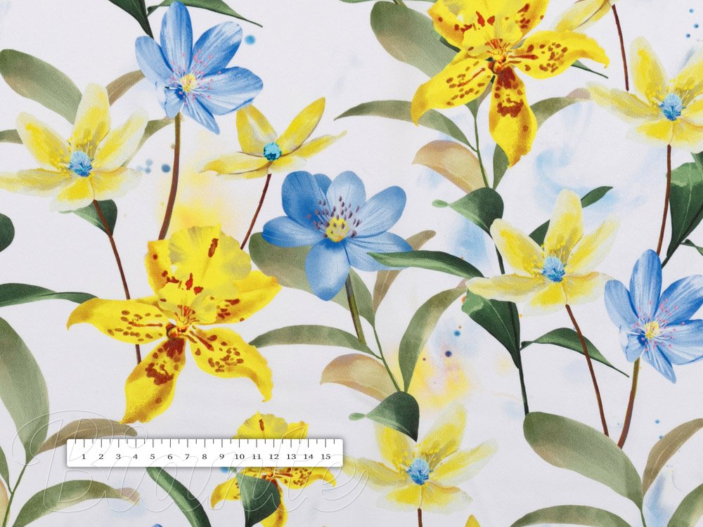 Teflonová látka na ubrusy TF-081 Žluto-modré lilie na bílém - šířka 155 cm - detail 7 - Biante.cz Teflonová látka na ubrusy TF-081 Žluto-modré lilie na bílém - šířka 155 cm - detail 7 - Biante.cz