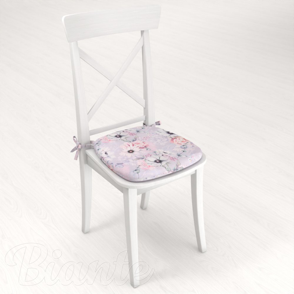Oblý podsedák PML-068 Růžové květy na šedofialovém - 39x37x3 cm - detail 2 - Biante.cz
