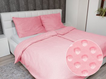 Hrejivé posteľné obliečky Minky 3D bodky MKP-011 Svetlo ružové - Biante.sk