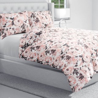 Bavlněné ložní povlečení Sandra SA-549 Růžové růže a poupata na bílém - detail 1 - Biante.cz Bavlněné ložní povlečení Sandra SA-549 Růžové růže a poupata na bílém - detail 1 - Biante.cz