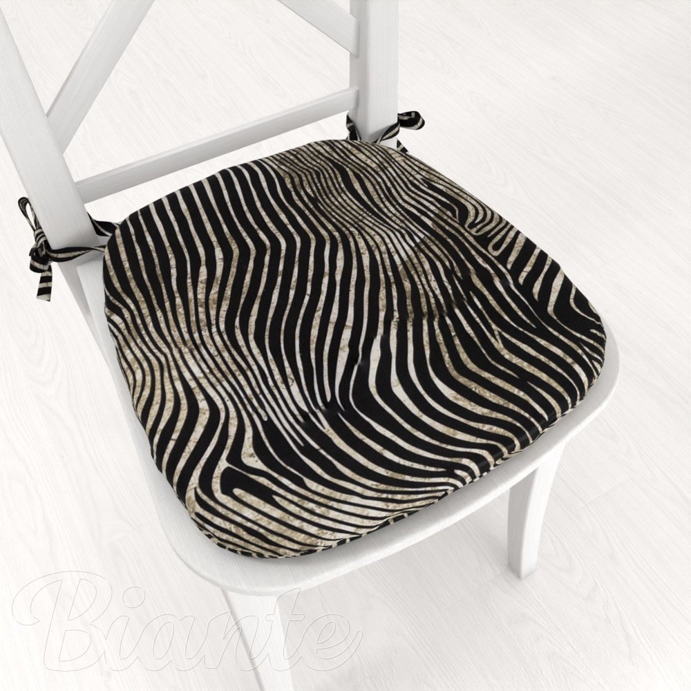 Sametový oblý podsedák Tamara TMR-052 Zebrovaný vzor - 39x37x3 cm - Biante.cz