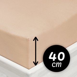 Jersey napínacie prestieradlo na extra vysoký matrac JR-033 Béžové - Biante.sk