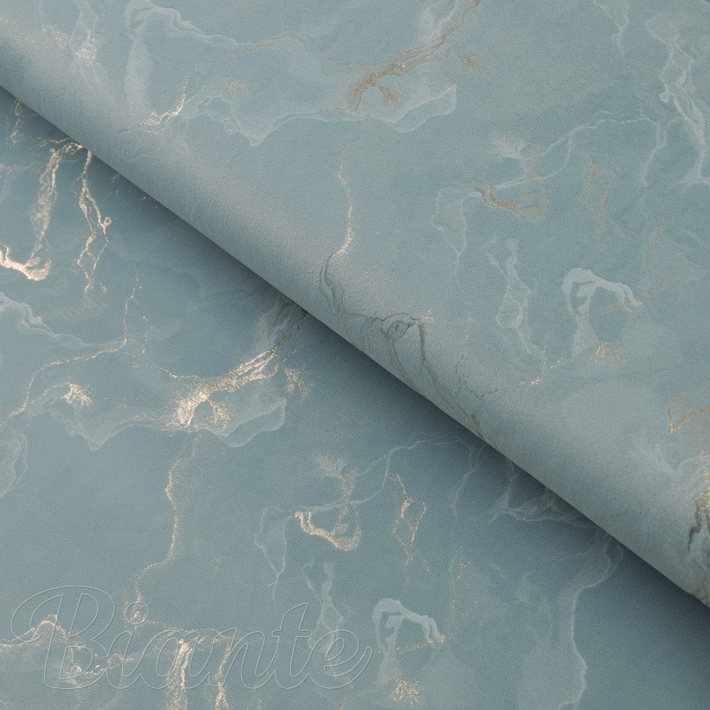 Sametová látka Isabela IBL-020 Zlatý/kouřový mramor na světle modrošedém - šířka 280 cm - detail 4 - Biante.cz