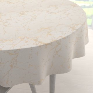 Dekoračný okrúhly obrus Parma PM-115 Zlatý mramor na béžovom - Biante.sk