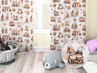 Detský bavlnený záves na mieru Sandra SA-663 Hnedí škriatkovia s perníčkami na bielom - Biante.sk Detský bavlnený záves na mieru Sandra SA-663 Hnedí škriatkovia s perníčkami na bielom - Biante.sk