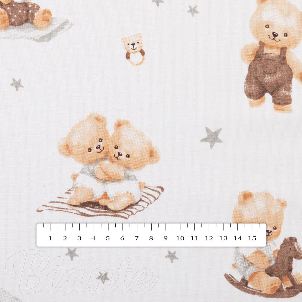 Dětská bavlněná látka/plátno Sandra SA-732 Medvědí miminka na bílém - šířka 160 cm - detail 3 - Biante.cz