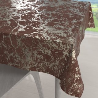 Velký sametový čtvercový ubrus Isabela IBL-014 Zlatý mramor na červenohnědém - Biante.cz