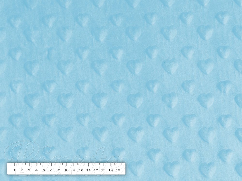 Dětská látka Minky 3D srdíčka MKS-001 Ledová modrá - šířka 150 cm - detail 2 - Biante.cz Dětská látka Minky 3D srdíčka MKS-001 Ledová modrá - šířka 150 cm - detail 2 - Biante.cz