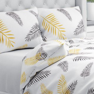 Bavlněné ložní povlečení Sandra SA-219 Zlaté a černé palmové listy na bílém - Biante.cz Bavlněné ložní povlečení Sandra SA-219 Zlaté a černé palmové listy na bílém - Biante.cz