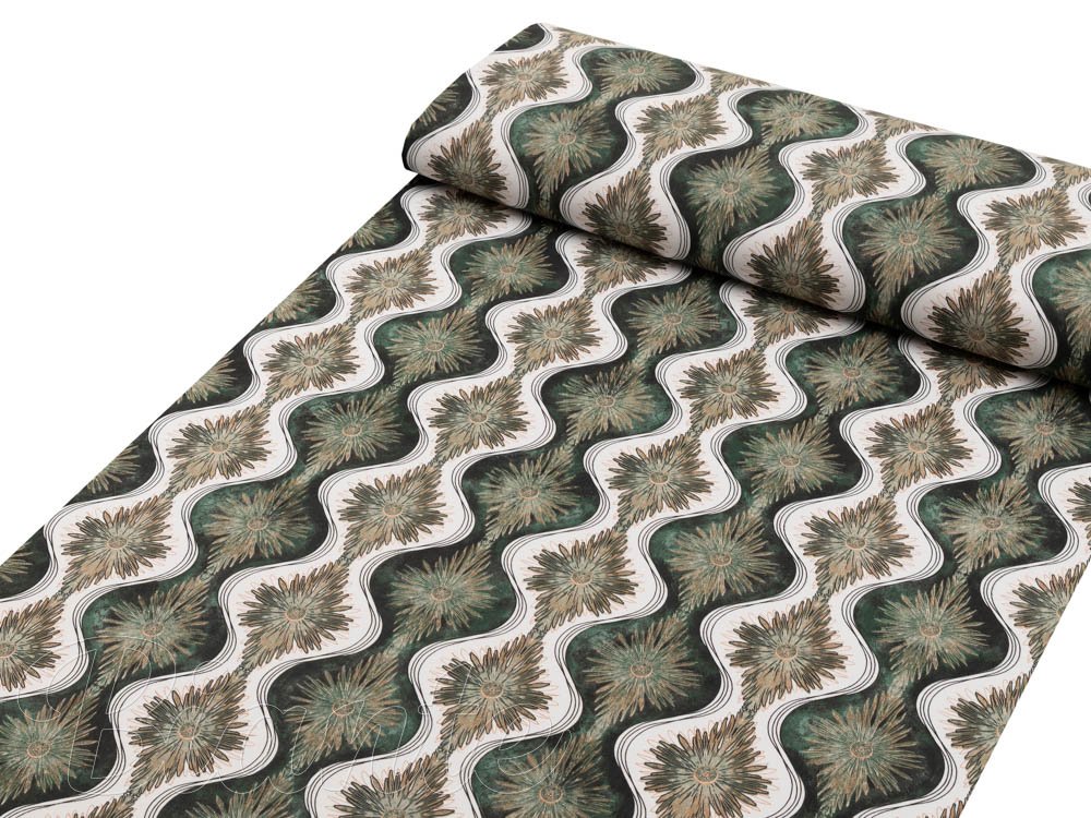 Bavlněná látka/plátno Sandra SA-542 Okrasné hvězdy na zeleném/bílém - šířka 160 cm - detail 1 - Biante.cz