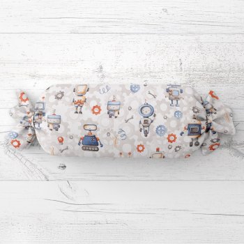Dětský polštář válec bonbon Sandra SA-584 Svět robotů na šedo-bílém - Biante.cz