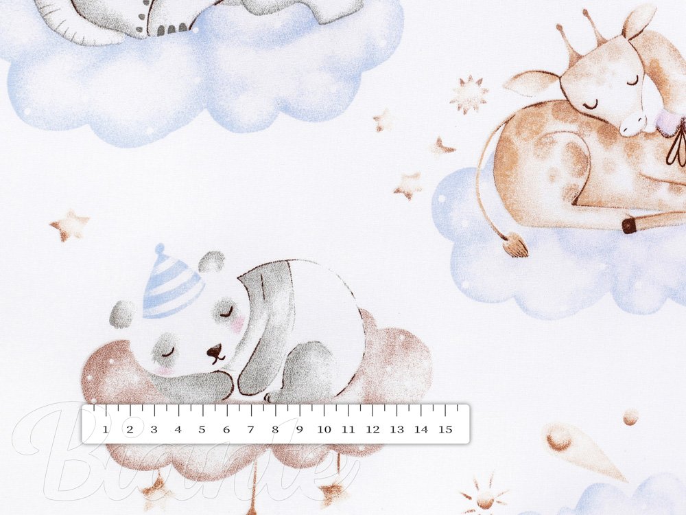 Dětská bavlněná látka/plátno Sandra SA-368 Spící zvířátka na obloze - šířka 160 cm - detail 4 - Biante.cz
