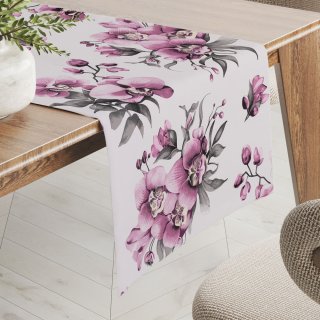 Bavlněný běhoun na stůl Sandra SA-623 Lila orchideje na bílém - Biante.cz Bavlněný běhoun na stůl Sandra SA-623 Lila orchideje na bílém - Biante.cz