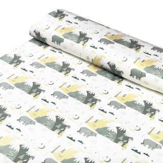 Sametová látka Tamara TMR-031 Medvědi v horách - šířka 140 cm - detail 1 - Biante.cz