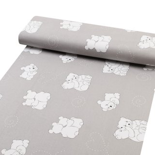 Detská bavlnená látka/plátno Sandra SA-733 Zamilované ľadové medvede na svetlo sivom - šírka 160 cm - detail 1 - Biante.sk