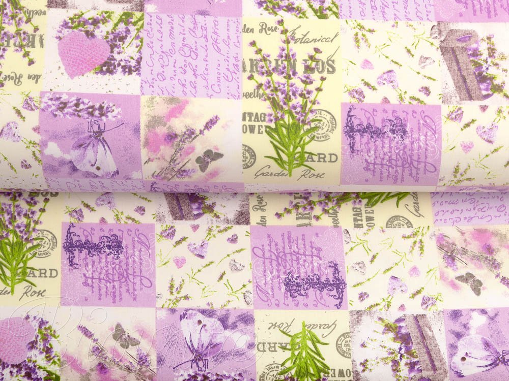 Bavlněná látka/plátno Sandra SA-559 Levandulová zahrada - šířka 220 cm - detail 2 - Biante.cz