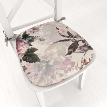 Oblý podsedák Parma PM-112 Fialové květy na smetanovém - 39x37x3 cm - Biante.cz Oblý podsedák Parma PM-112 Fialové květy na smetanovém - 39x37x3 cm - Biante.cz