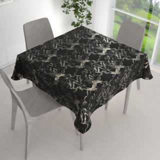 Veľký zamatový štvorcový obrus Isabela IBL-021 Zlatý/dymový mramor na čiernom - detail 1 - Biante.sk