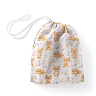 Bavlněný pytlík/sáček na přezůvky Sandra SA-524 Roztomilí medvídci na bílém - Biante.cz