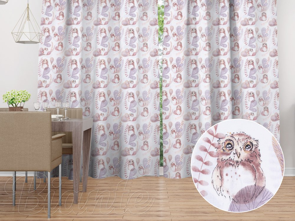 Bavlněný závěs na míru Sandra SA-284 Hnědé sovy - Biante.cz