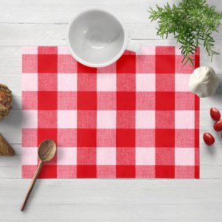 Bavlněné prostírání na stůl Olivia OL-016 Červeno-bílá kostka velká - Biante.cz