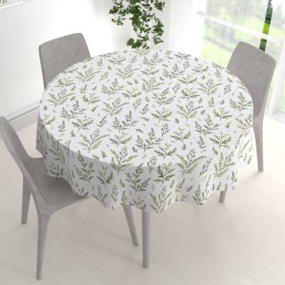 Bavlněný kulatý ubrus Sandra SA-718 Zelené natě bylinek na bílém - detail 1 - Biante.cz Bavlněný kulatý ubrus Sandra SA-718 Zelené natě bylinek na bílém - detail 1 - Biante.cz