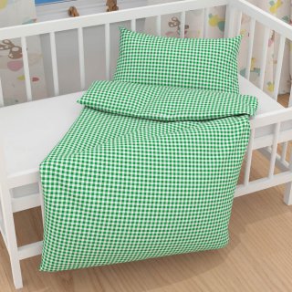 Dětské bavlněné povlečení do postýlky Sandra SA-058 Zeleno-bílé kostičky - detail 1 - Biante.cz