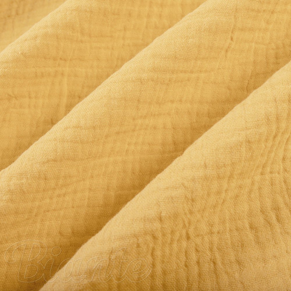 Mušelín dvojitá gázovina MSN-059 Světle žlutooranžová - metráž šířka 140 cm - detail 7 - Biante.cz