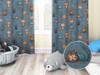 Detský bavlnený záves na mieru Sandra SA-705 Mačacia partia na tmavo sivomodrom - Biante.sk Detský bavlnený záves na mieru Sandra SA-705 Mačacia partia na tmavo sivomodrom - Biante.sk