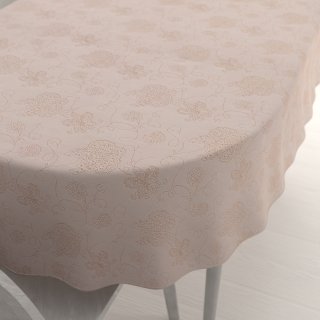 Teflonový oválný ubrus TF-129 Hnědé květované ornamenty na šedobéžovém - Biante.cz