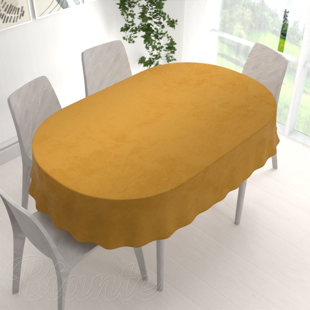 Sametový oválný ubrus Velvet Premium SVP-047 Hořčicový - detail 1 - Biante.cz