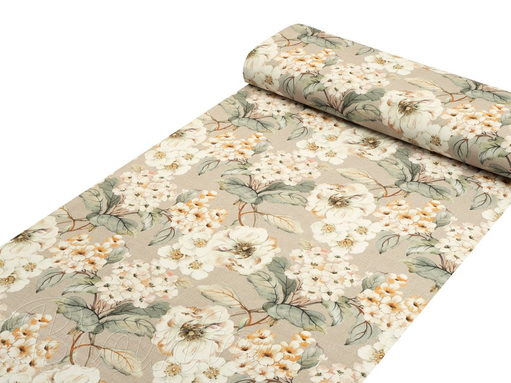 Dekorační látka PML-106 Malované květy na béžovém - šířka 150 cm - detail 1 - Biante.cz