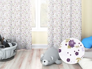Dětský bavlněný závěs Sandra SA-004 Fialové růžičky - Biante.cz Dětský bavlněný závěs Sandra SA-004 Fialové růžičky - Biante.cz