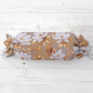 Polštář válec bonbon Sandra SA-717 Bílé květy magnolie na hnědošedém - Biante.cz Polštář válec bonbon Sandra SA-717 Bílé květy magnolie na hnědošedém - Biante.cz